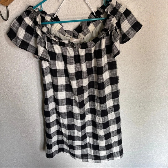 Anthropologie Gingham Off The Shoulder Dress - Picture 3 of 9